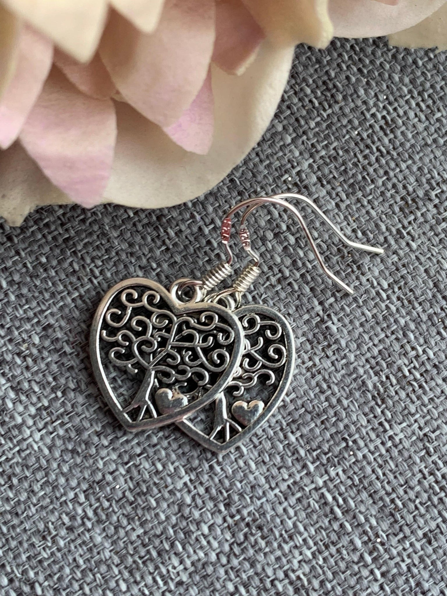 Boucles oreilles arbre de vie forme de coeur Comme un ange