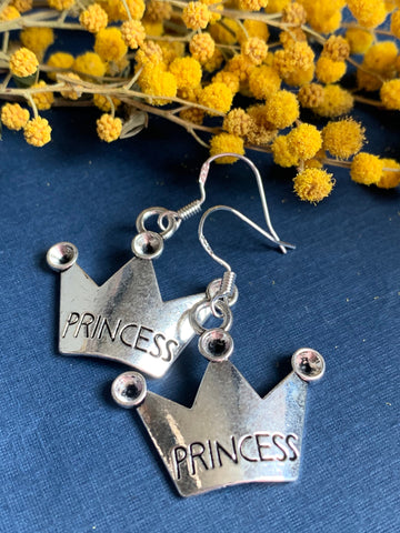 Boucles d’oreilles breloque couronne de princesse alliage de métaux argent Comme un ange