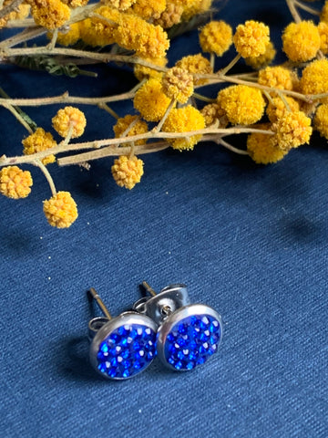 Mignonne Stud stainless bleu royal  cabochon rond stainless Comme un ange