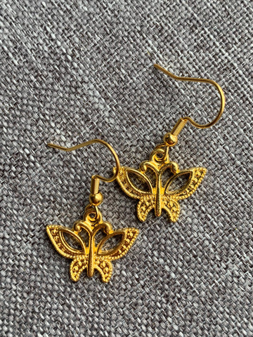 Boucles d’oreilles breloque papillon alliage de métaux or Comme un ange