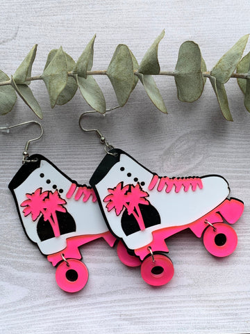 Boucles d’oreilles breloque patin à roulette rose patins à roues alignées géant Comme un ange