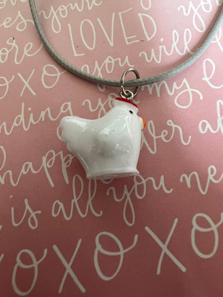 Collier petite poule blanche - Comme un ange