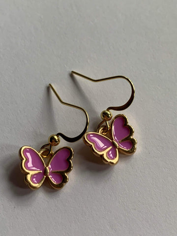 Boucles d’oreilles Petit papillon mauve lilas Comme un ange