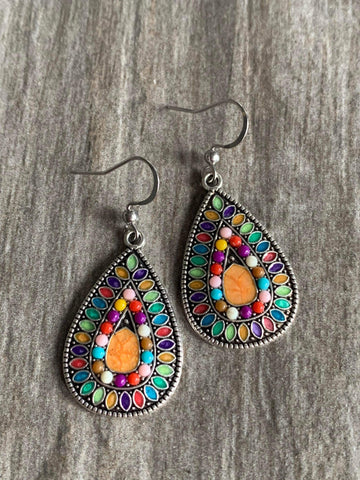 Boucles d’oreilles vintage boho multicolore Comme un ange