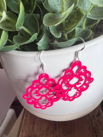 Boucles oreilles rose fushia Comme un ange