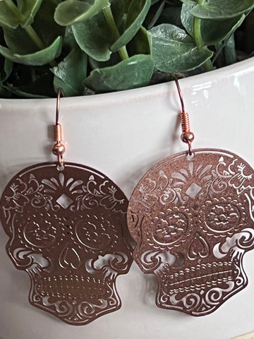 Boucles d’oreilles breloque tête de squelette vert  alliage de métaux skull JEWELRY Comme un ange