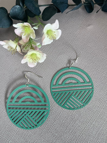 Boucles oreilles géométriques cercles ronds verts Comme un ange