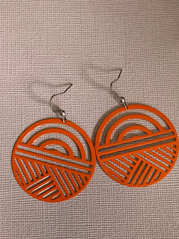 Boucles d’oreilles breloque cercle à motifs orange sur crochet alliage de métaux argent Comme un ange