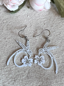 Boucles d’oreilles breloque alliage de métaux blanc colibri Comme un ange