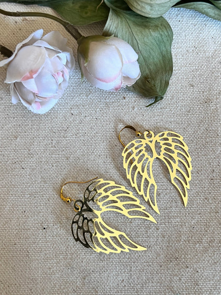 Boucles oreilles ailes anges ton or Comme un ange