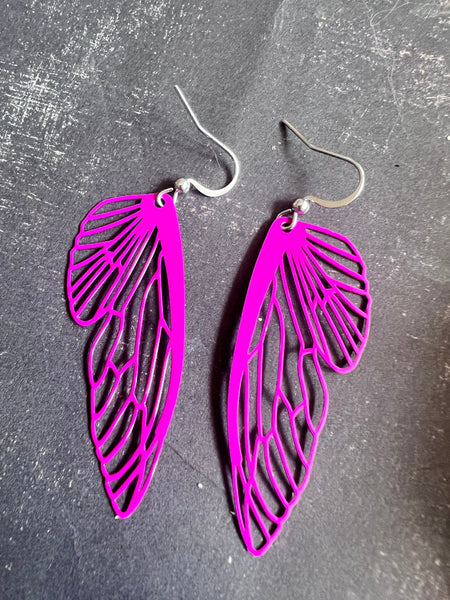 Bijoux boucles oreilles rose fushia ailes de papillons ailes de fées bijoux magiques Comme un ange