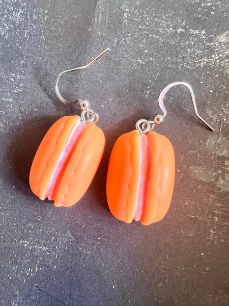 Bijoux boucles oreilles macarons oranges Comme un ange