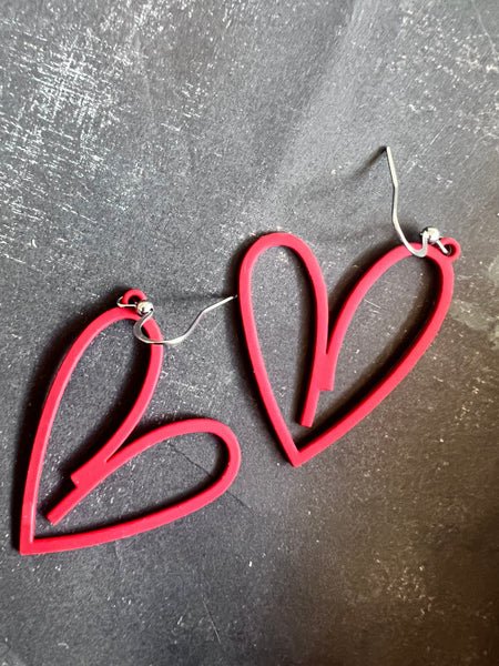 Bijoux boucles oreilles coeur rouge Comme un ange