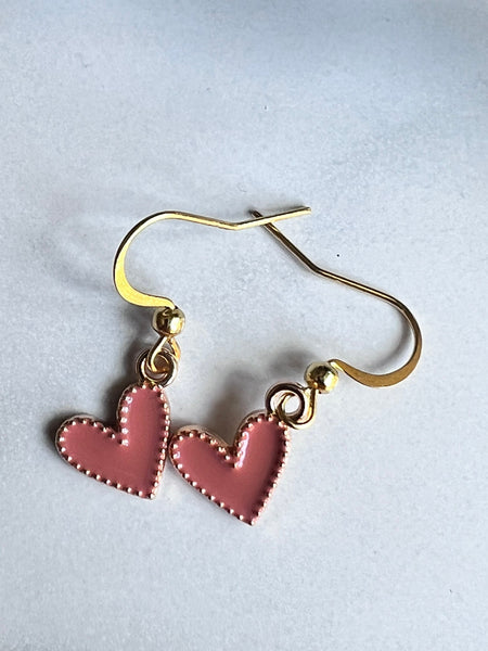 Boucles d’oreilles coeur rose Comme un ange