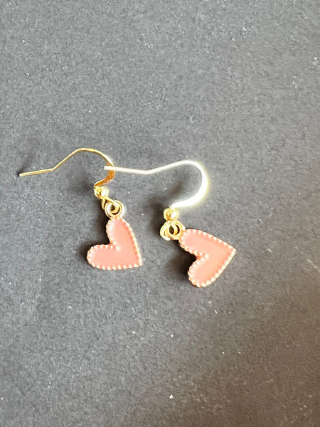 Boucles d’oreilles coeur rose Comme un ange