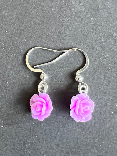 Bijoux boucles d’oreilles de styles roses de couleur mauve Comme un ange