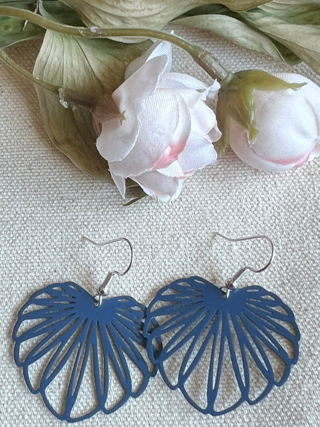 Bijoux boucles oreilles feuilles bleues feuilles tropicales feuilles bananiers Comme un ange