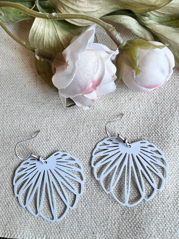 Bijoux boucles oreilles feuilles blanches feuilles tropicales feuilles bananiers Comme un ange