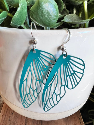 Bijoux magiques boucles d’oreilles ailes de fée ou ailes de papillon vert émeraude Comme un ange