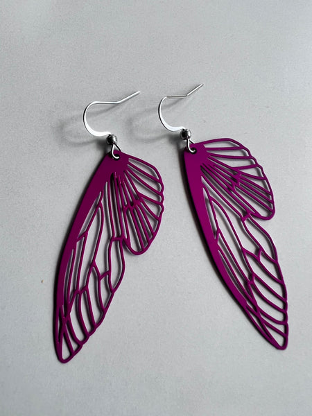 Bijoux boucles oreilles rose fushia ailes de papillons ailes de fées bijoux magiques Comme un ange