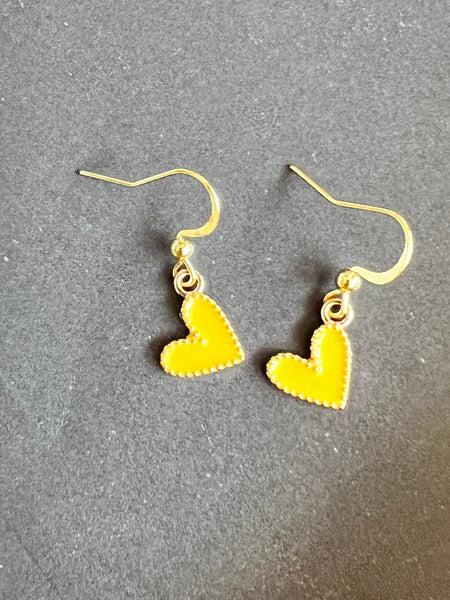 Boucles d’oreilles coeur jaune Comme un ange