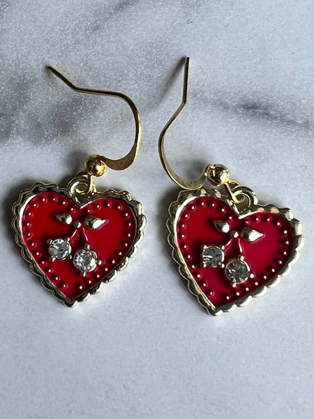 Boucles d’oreilles coeur rouge cerise Comme un ange