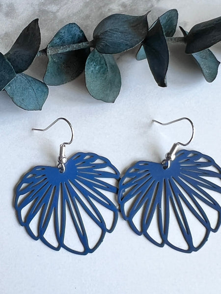 Bijoux boucles oreilles feuilles bleues feuilles tropicales feuilles bananiers Comme un ange