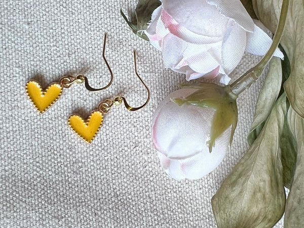 Boucles d’oreilles coeur jaune Comme un ange