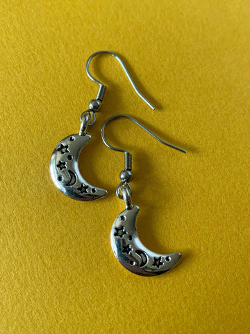 Boucles oreilles lune étoile Comme un ange