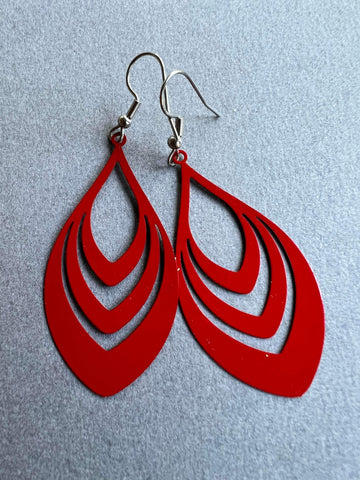 Boucles d’oreilles breloque goutte doubles rouge Comme un ange