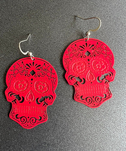 Boucles d’oreilles tête de squelette crochet argent breloque skull Comme un ange