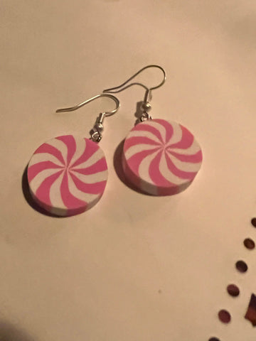 Boucles oreilles bonbons canne rose  de noël Comme un ange