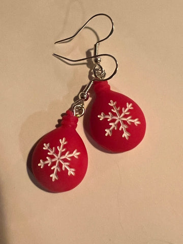 Boucles oreilles sac rouge  flocon     bijoux de Noël Comme un ange