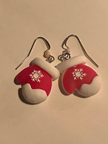 Boucles oreilles mitaine de noël Comme un ange