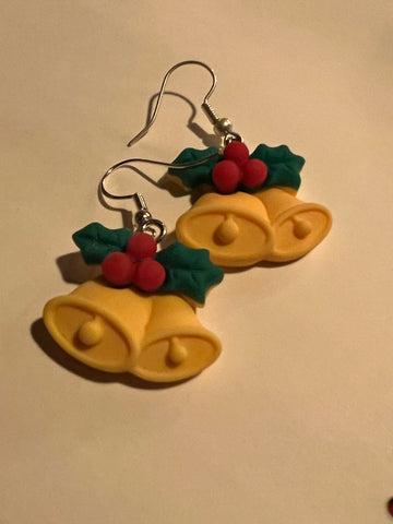 Boucles oreilles cloche jaune  de noël Comme un ange