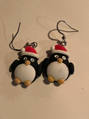 Boucles oreilles pingouin de noël     bijoux de Noël Comme un ange