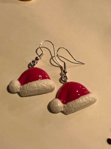 Boucles oreilles tuque de Noël  rouge            bijoux de Noël Comme un ange